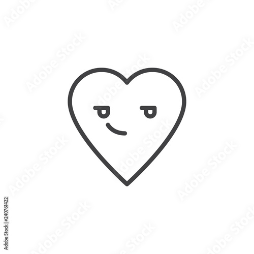Smirking Face emoticon outline icon. linear style sign for mobile concept and web design. Smirking heart face character emoji line vector icon. Symbol logo illustration. Pixel perfect vector graphics