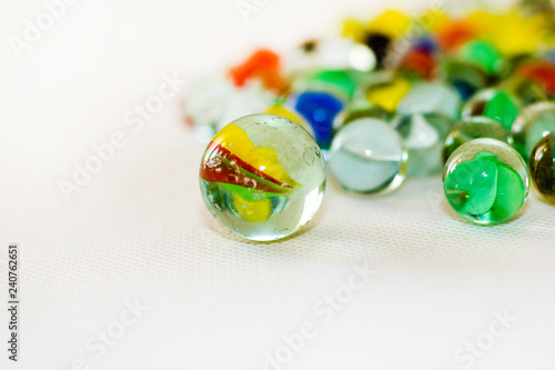 Vintage glass marbles up close