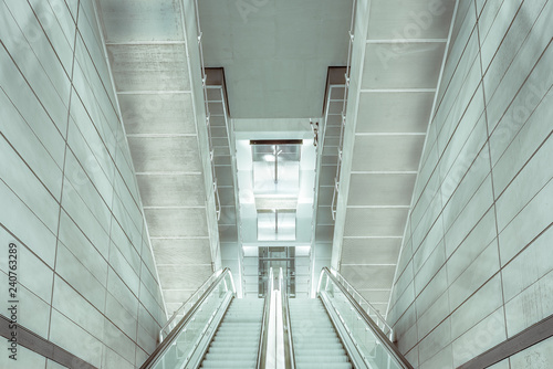 Photography escalator inside a metro station in Copenhagen