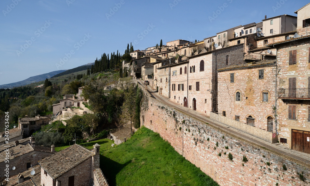 Umbria, Italy, landscape of medieval Spello town 
