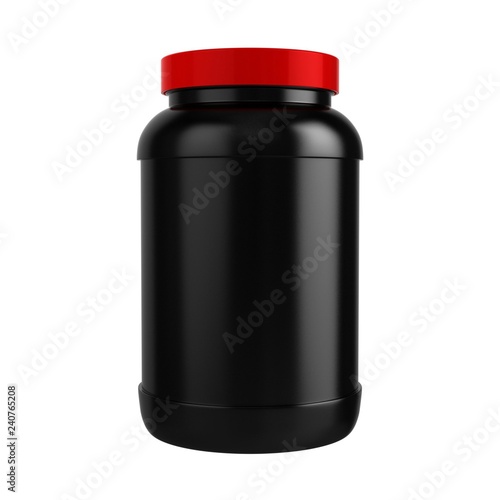 Black Protein Bottle with Red Cap