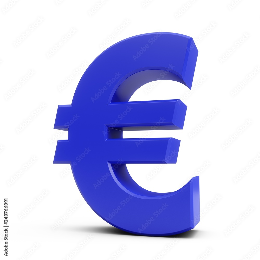 3D Rendering Blue Euro Sign isolated on white background 3D Rendering Blue Euro Sign isolated on white background