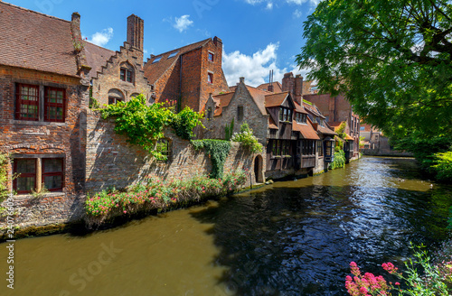 Brugge. Medieval houses over the canal.