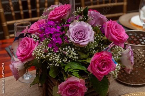 Flowers as table decorations at an event