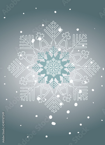 Winterlicher Hintergrund im frostigen Blau - Schneekristall-
