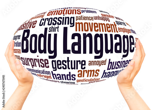 Body Language word cloud hand sphere concept