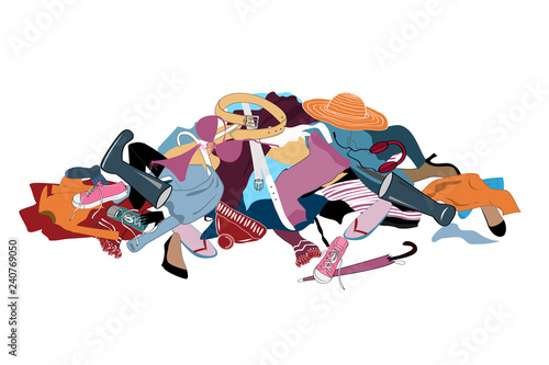 Vector Illustration with a Messy Pile of Dirty Laundry.