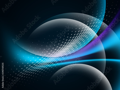 Glowing abstract wave on dark, shiny motion, magic space light. Techno abstract background