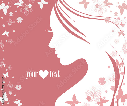 silhouette of a beautiful woman with long hair