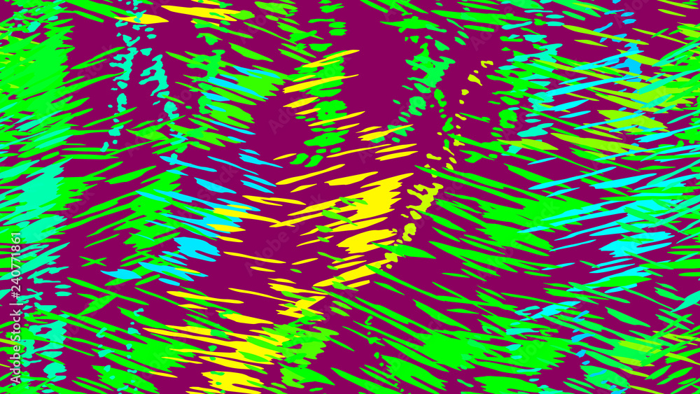 Fototapeta premium Abstract pattern of chaotic color strokes, dots, scratches. The idea of bright packaging design, tiles, textiles, backgrounds, wallpapers, covers. Brush strokes, strokes, streaks of paint.