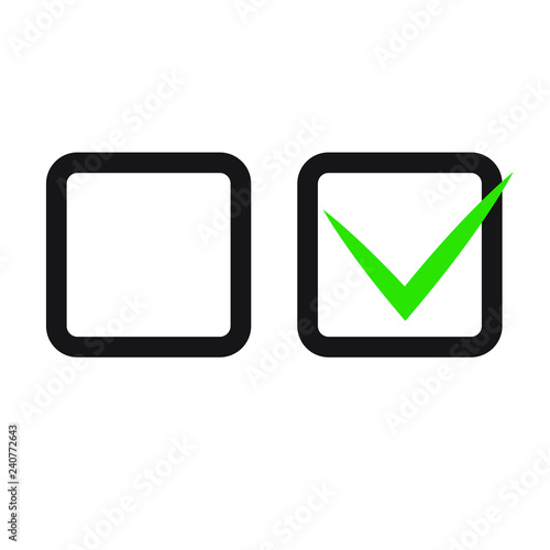 Checkbox set with blank and checked checkbox vector icon.