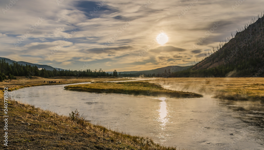 Yellowstone National Park Madison River am Morgen