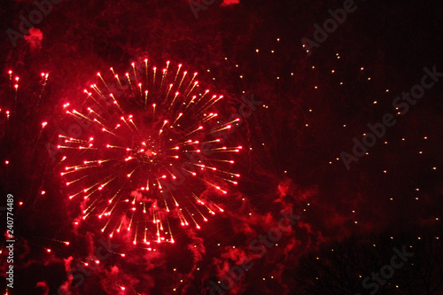 Beautiful view of red fireworks.