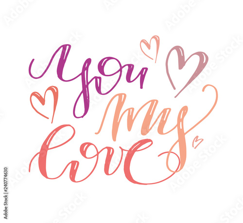 Hand drawn doodle lettering - love you