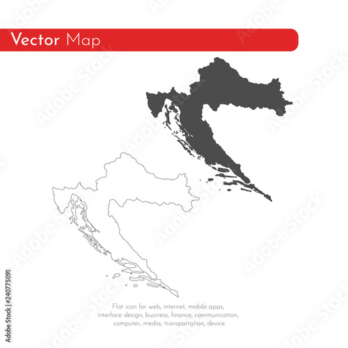Vector map Croatia. Isolated vector Illustration. Black on White background. EPS 10 Illustration.