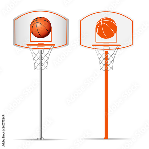 Basketball basket, hoop, ball