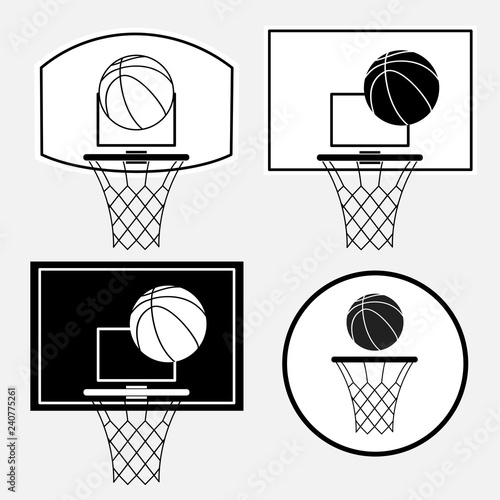 Basketball basket, hoop, ball