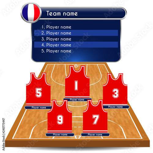 Basketball Player Lineup and court