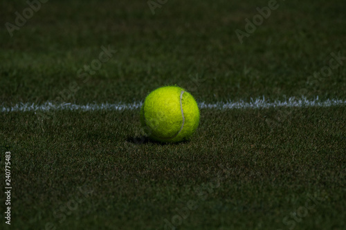 Tennisball auf einem Rasenplatz