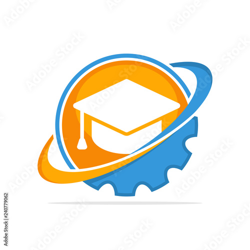 Vector illustration icon with the concept of a work system that manages education services