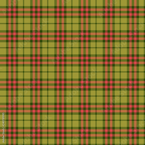 Green Red Tartan Plaid Scottish Pattern. Traditional checkered British fabric simple pattern. Scotch Tartan Seamless classic texture Background. Trendy geometric texture check tile Vector Illustration