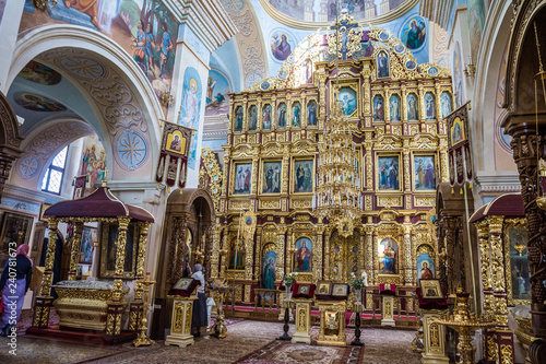The iconostasis and interior of the St. Nicholas Church in Mogilev. Belarus