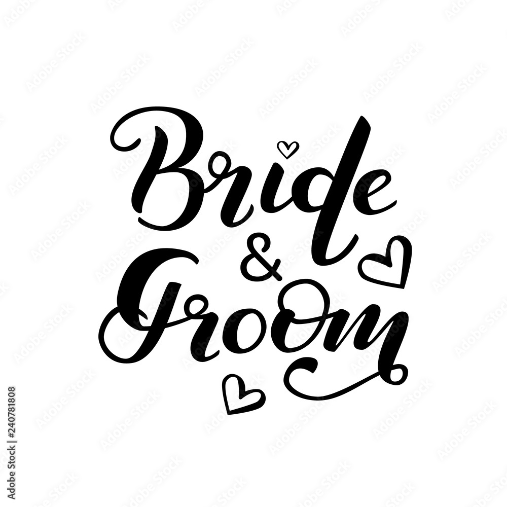 Bride and Groom lettering. Vector illustration
