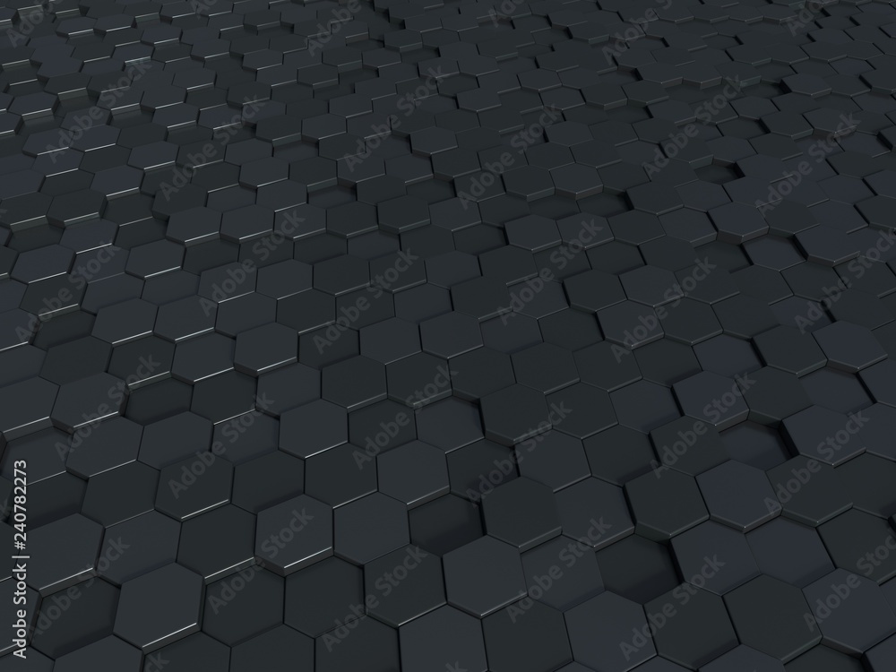 Abstract honeycomb metallic panels 3d background. Metallic hexagonal dark background or texture. Abstract honeycomb metallic panels 3d background. Metallic hexagonal dark background or texture.