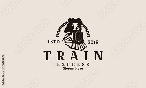 Locomotive logo illustration, vintage style emblem - Vector