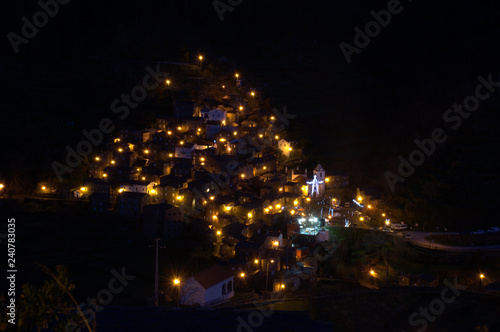 Night view, Piodao is a traditional shale village in the mountains, remote village in Central Portugal