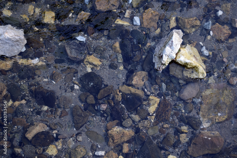 Crisp river floor, stones