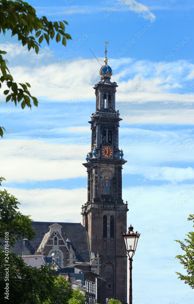 View of Western Church Westerkerk, 1620 - 1631 - a Dutch Protestant church in Amsterdam.