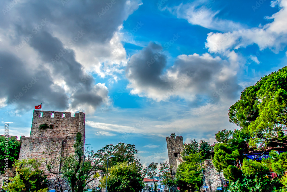 Istanbul, Turkey, 20 August 2016: Historical ruin, Kucuksu, Anadolu Hisari