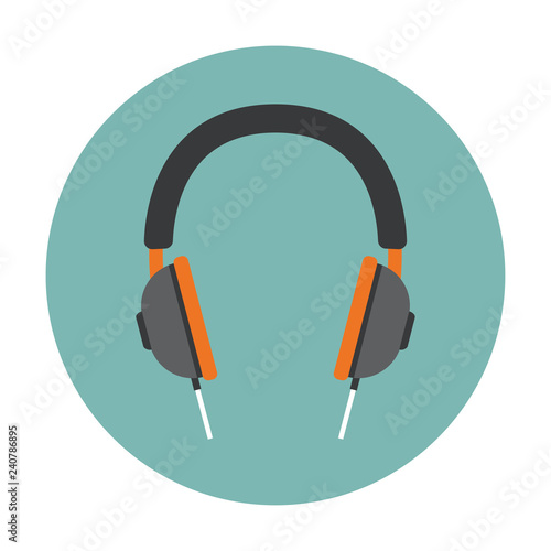 Modern headphone icon. Cartoon vector illustration in a flat style. 