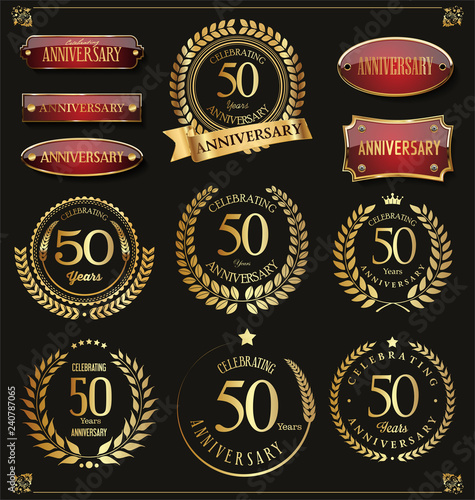 Collection of Anniversary retro laurel wreath