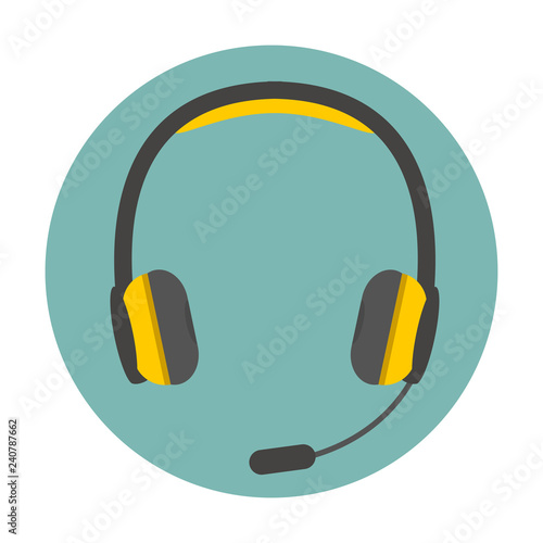 Modern headphone icon. Cartoon vector illustration in a flat style.