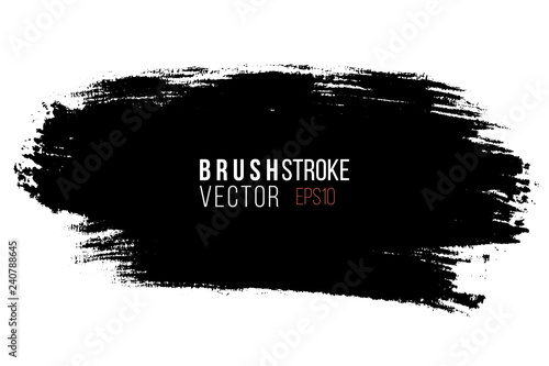 Vector hand drawn big brush stain. Monochrome ink painted stroke. Painted by brush black stain. Monochrome artistic backdrop. One color grungy background.