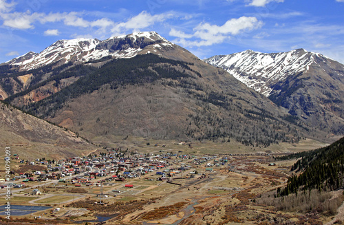 Fototapeta Naklejka Na Ścianę i Meble -  Silverton, Colorado, at 9,300 feet altitude, is the only incorporated town in San Juan County.