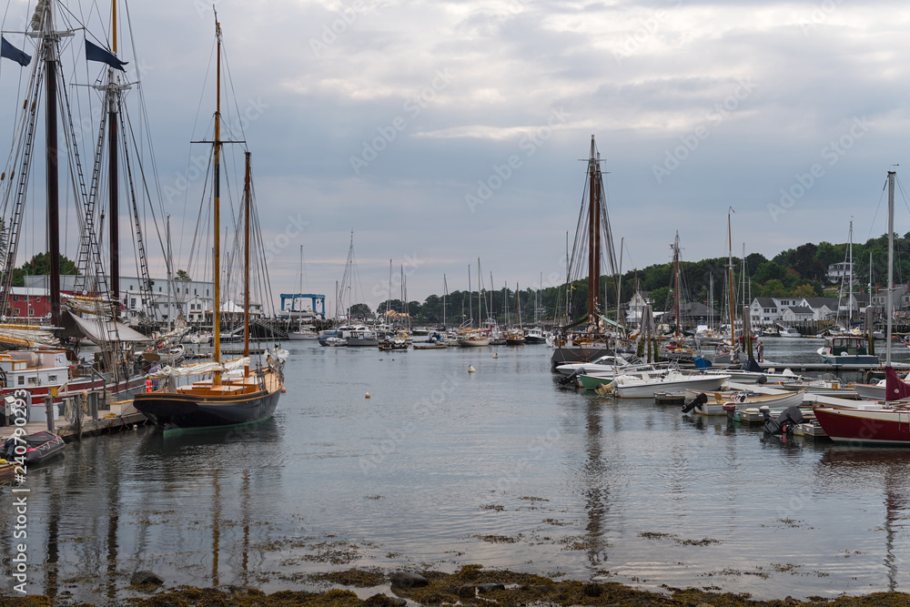 Camden Harbor Anchored Boats