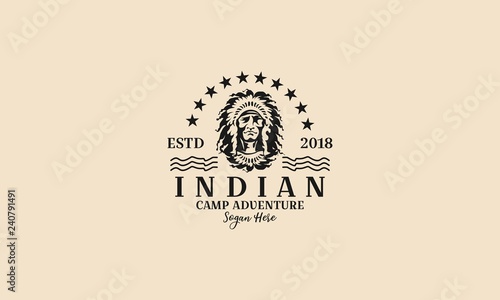 Face of indian chief. Vector illustration - Vector