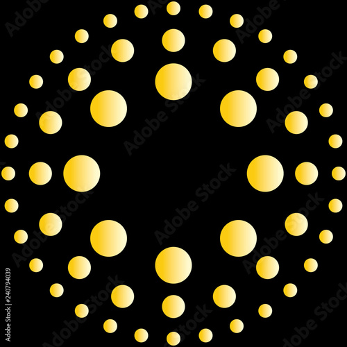 circles of golden dots on black background