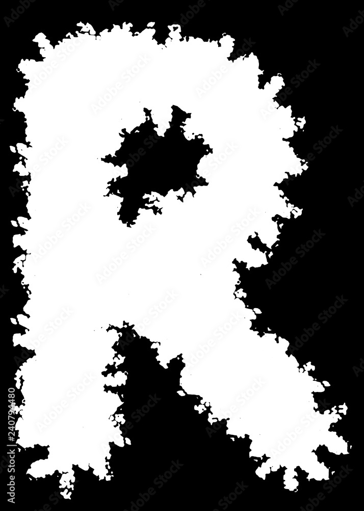 Abstract Decorative Photo Edge in Form of Letter R. Type Text Inside, Use as Overlay or for Layer Mask	