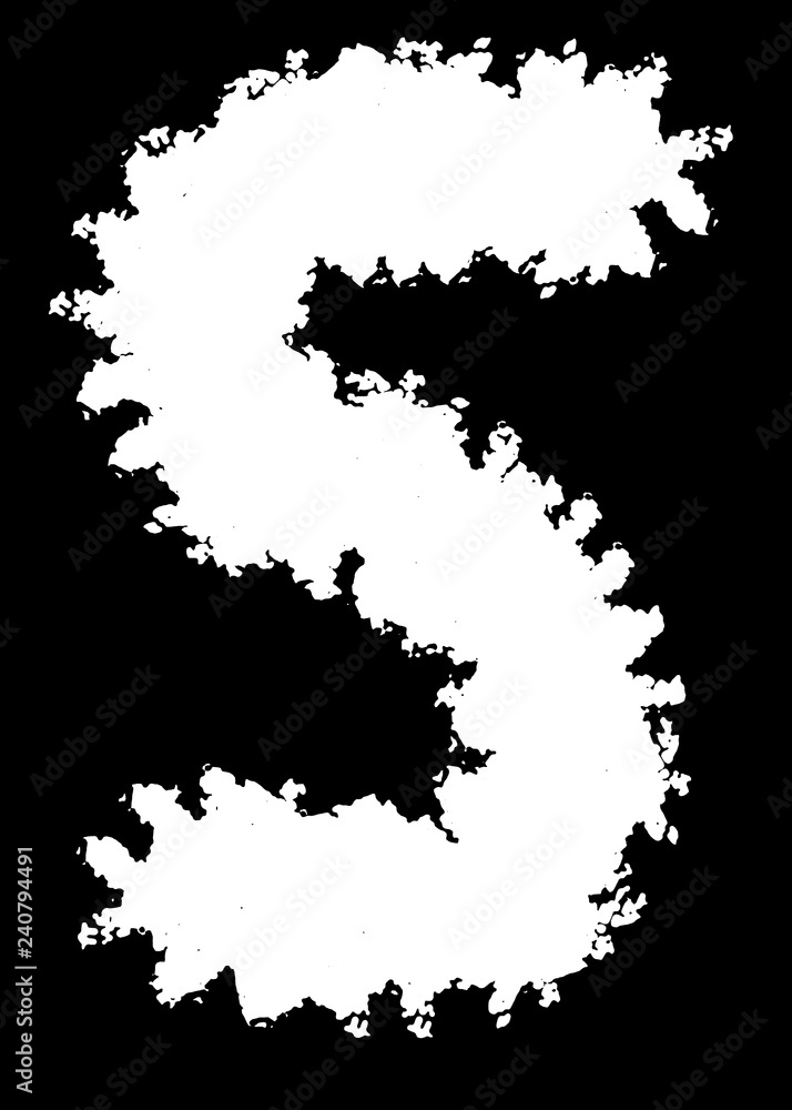 Abstract Decorative Photo Edge in Form of Letter S. Type Text Inside, Use as Overlay or for Layer Mask	