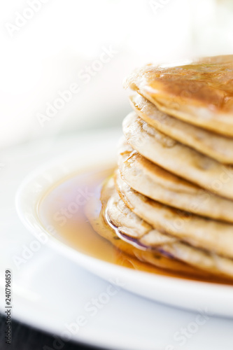 Tasty american  pancakes closeup