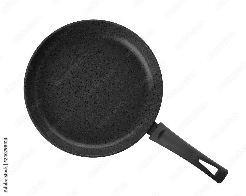 Modern clean frying pan isolated on white, top view Modern clean frying pan isolated on white, top view