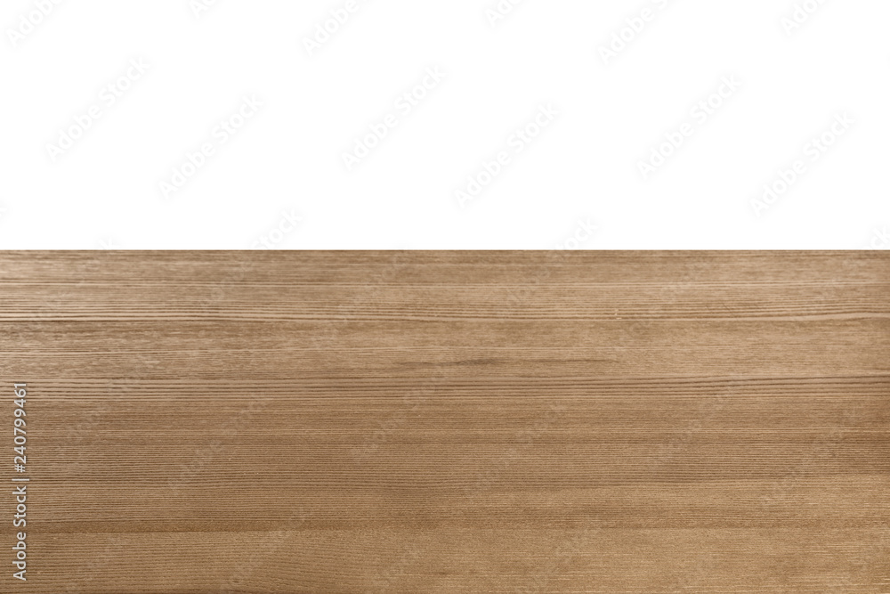 Fototapeta premium Empty wooden table on white background. Mockup for design