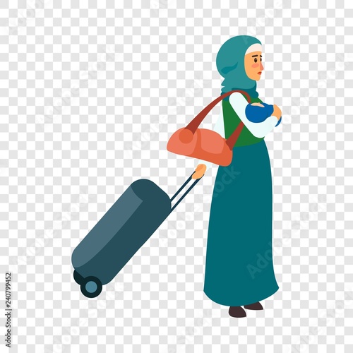 Woman refugee baby icon. Flat illustration of woman refugee baby vector icon for web design