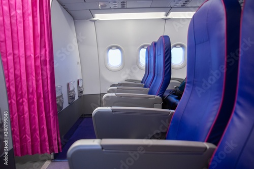 Empty seats in a passenger plane.