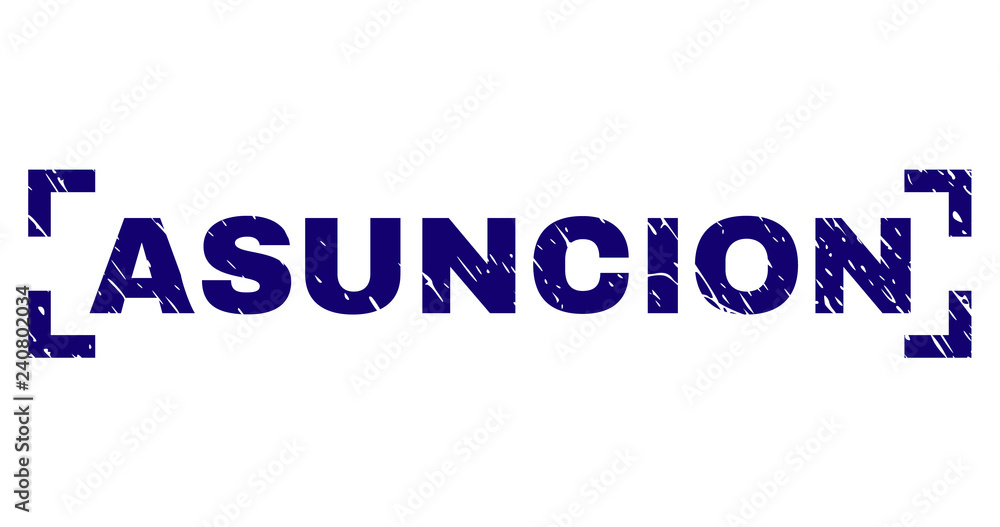 ASUNCION text seal print with distress texture. Text title is placed between corners. Blue vector rubber print of ASUNCION with grunge texture. ASUNCION text seal print with distress texture. Text title is placed between corners. Blue vector rubber print of ASUNCION with grunge texture.