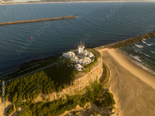 Aerial Photos of Nobby's Beach and Nobby's Lighthouse at Newcastle, New South Wales in Australia